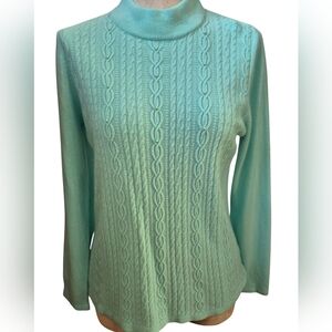Alia Womens Aqua Green Mock Turtleneck Sweater Size M